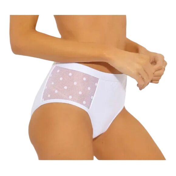 Ella Moss White Sheer Dot Panels High Waist Bikini Bottom Size Small - Picture 1 of 7